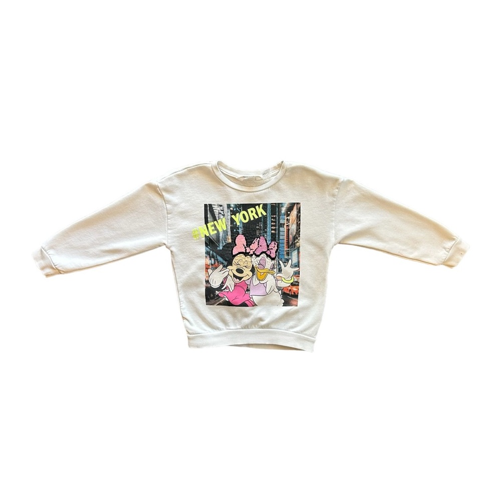 H&M Disney Minnie and Daisy New York sequin sweatshirt size 6-8Y